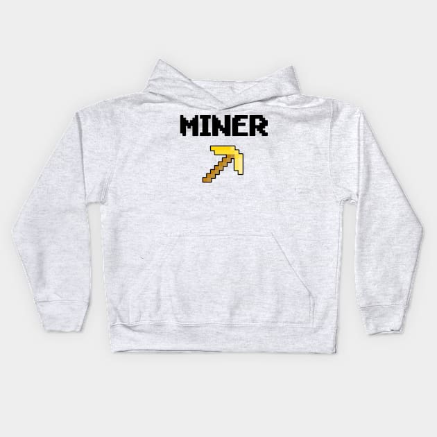 Gold Pickaxe Miner Kids Hoodie by Mamon